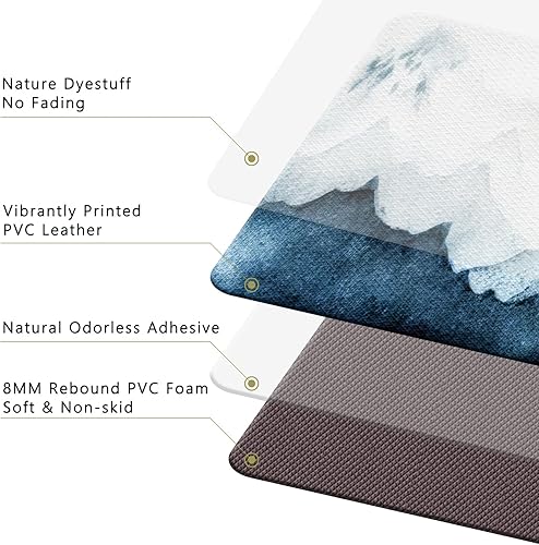 Miniatura 5 de Alfombrillas de cocina QIYI, de piel de PVC, seguras, lavables, antideslizantes, impermeables, acolchadas, fáciles de limpiar, Casual, Acuarela