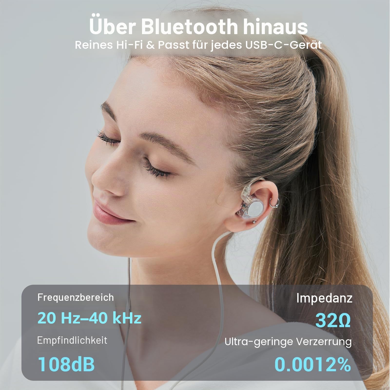 Hidizs ST2 Pro USB-C-Ohrhörer, kabelgebunden, Dual-Magnetschaltung, 10 mm Dynamik-Treiber, In-Ear-Kopfhörer, ESS ES9218AC Pro DAC-Chip, HD-Mikrofon, In-Line-Steuerung, Tpye-C DSP, OFC-Kabel