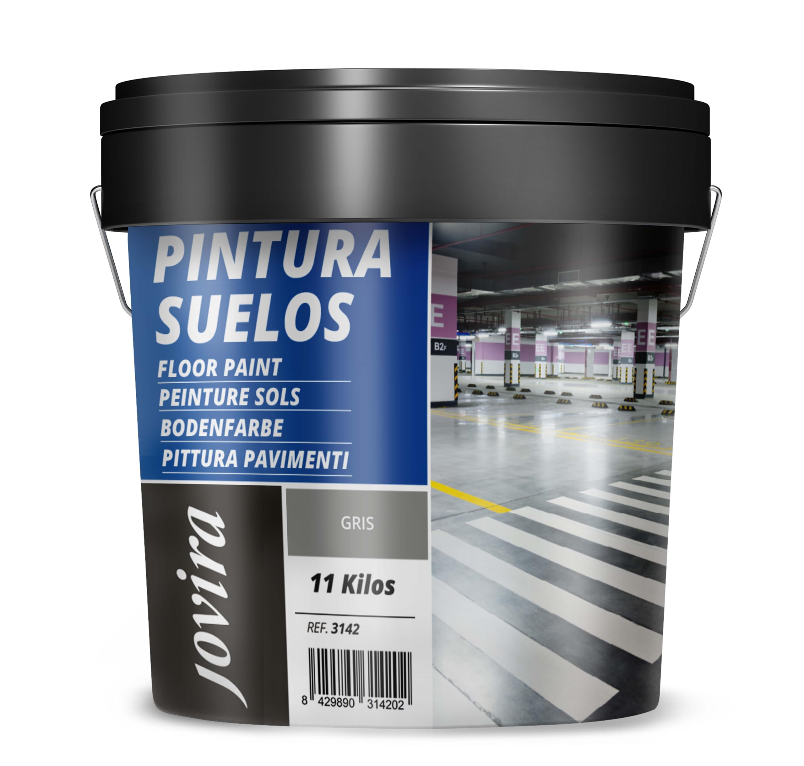 JOVIRA PINTURAS Pintura Suelos, Garajes y Pavimentos Deportivos En General, Acabado Mate, Protege y Decora Las Superficies de Hormigón, Cemento y Asfalto, (11 Kg, Gris) A-19C