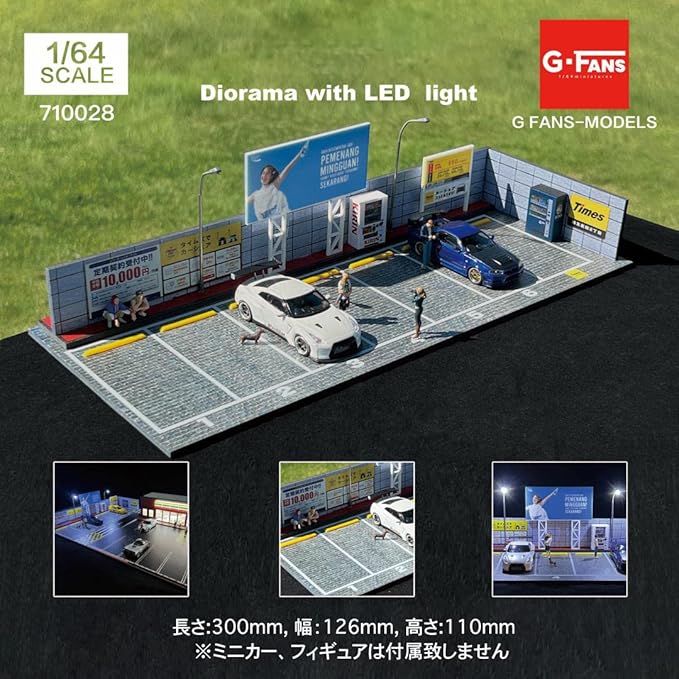 Amazon.co.jp 1/64 GFANS MODELS 710028 LED付きジオラマ ミニカー トミカ タイムズパーキング