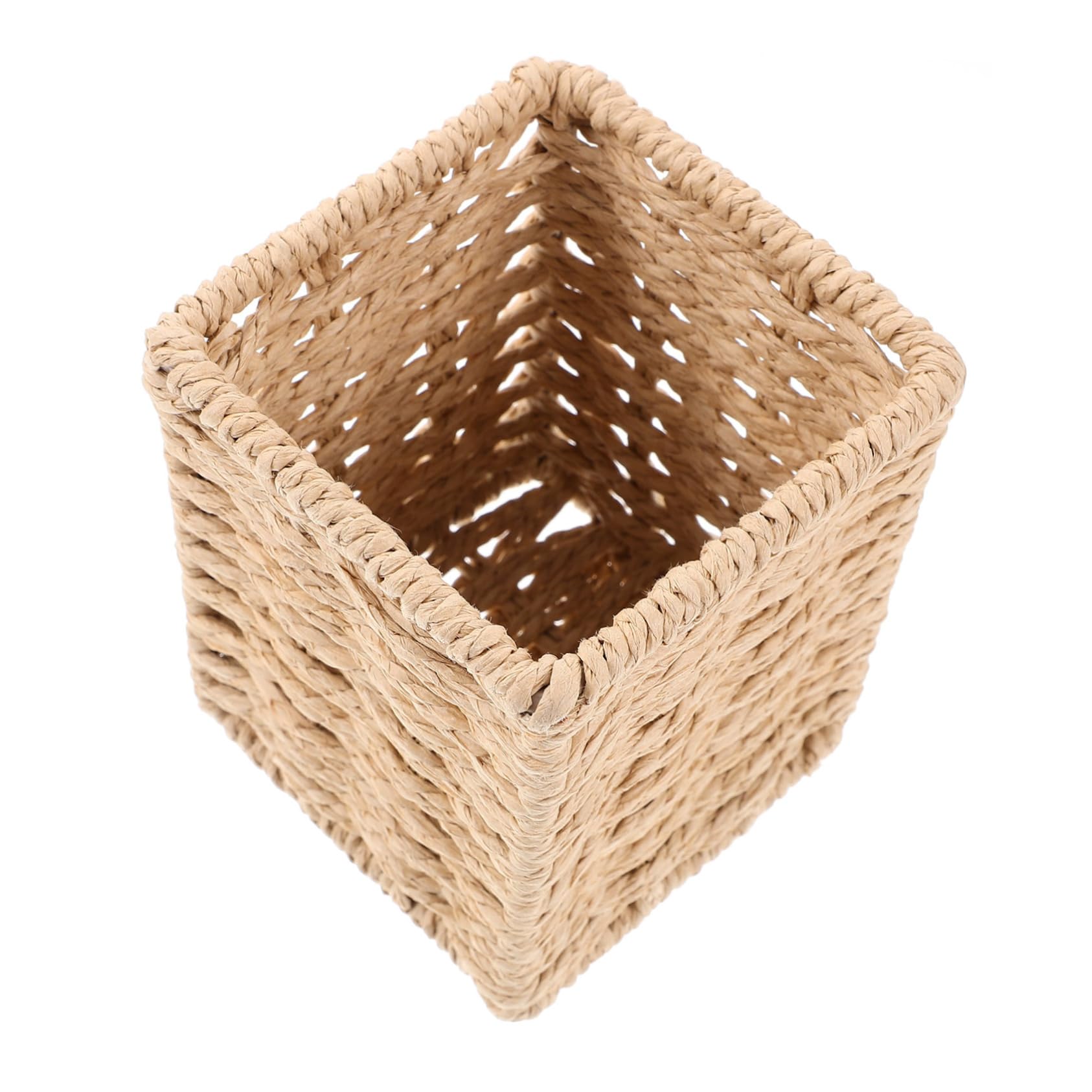 DOITOOL 4 Stück Handgemachter Stiftehalter aus Papierseil Rechteckiger Organizer für Schreibtisch Vielseitig Einsetzbar Stiftehalter Pinselhalter oder Blumenvase für Zuhause