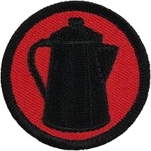 Retro Coffee Pot Patrol Patch - 2" Diameter Round Embroidered Patch Hook-Fastener