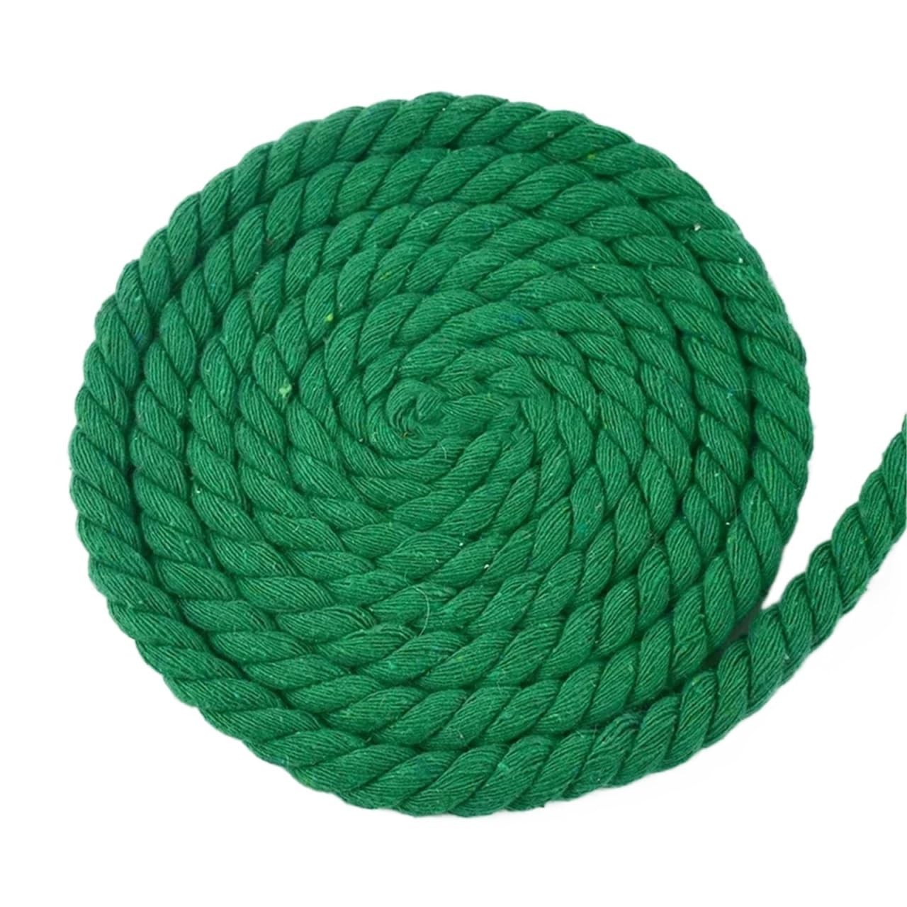 Twisted Cotton Cord 5Meters 5-20mm 3 Shares Twisted Cotton Rope Colored Weave Cords Macrame Ropes Craft Materials(GrassGreen,20mm-2Meters)