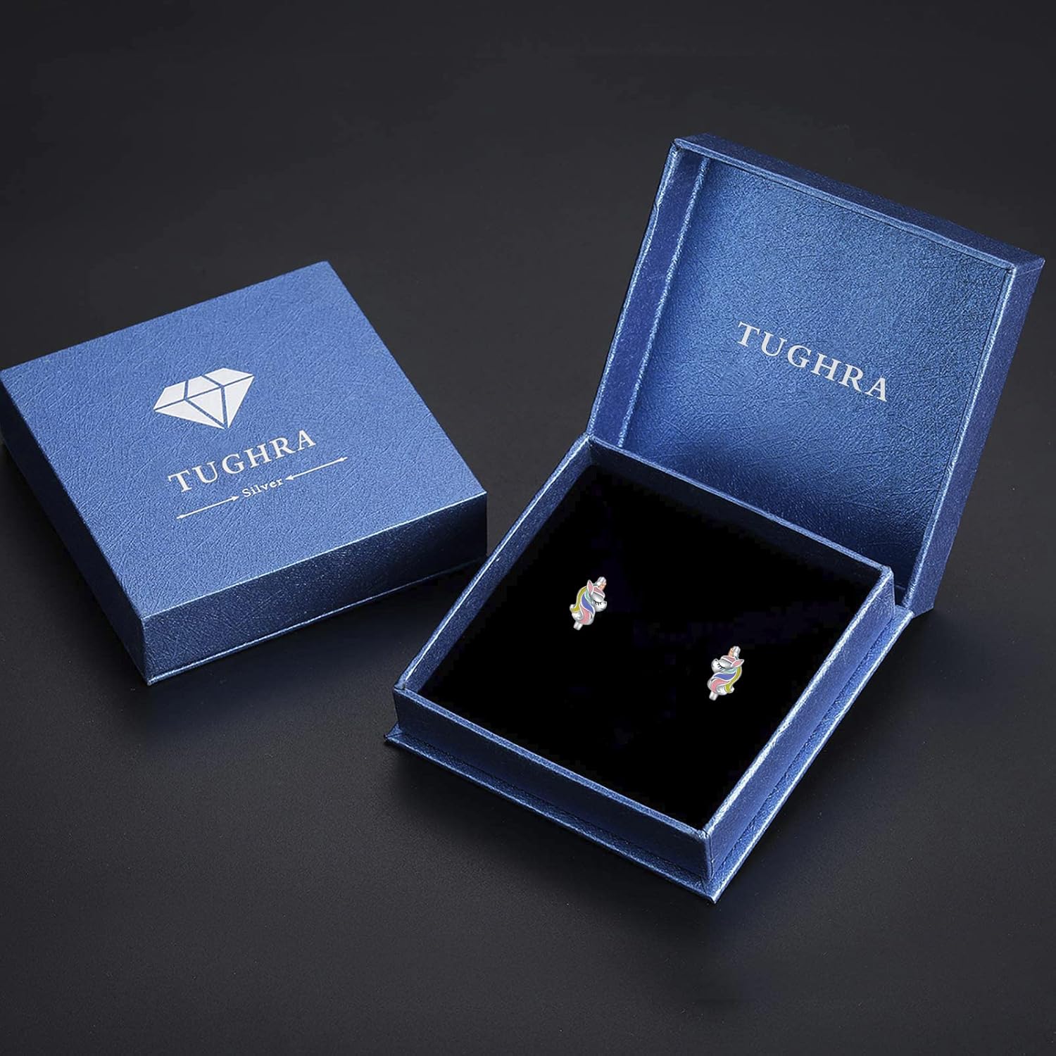 TUGHRA Unicorn Hoop Earrings for Teens - 925 Sterling Silver, Cute Hypoallergenic Huggies, Cartilage Jewelry Gift for Daughter Niece