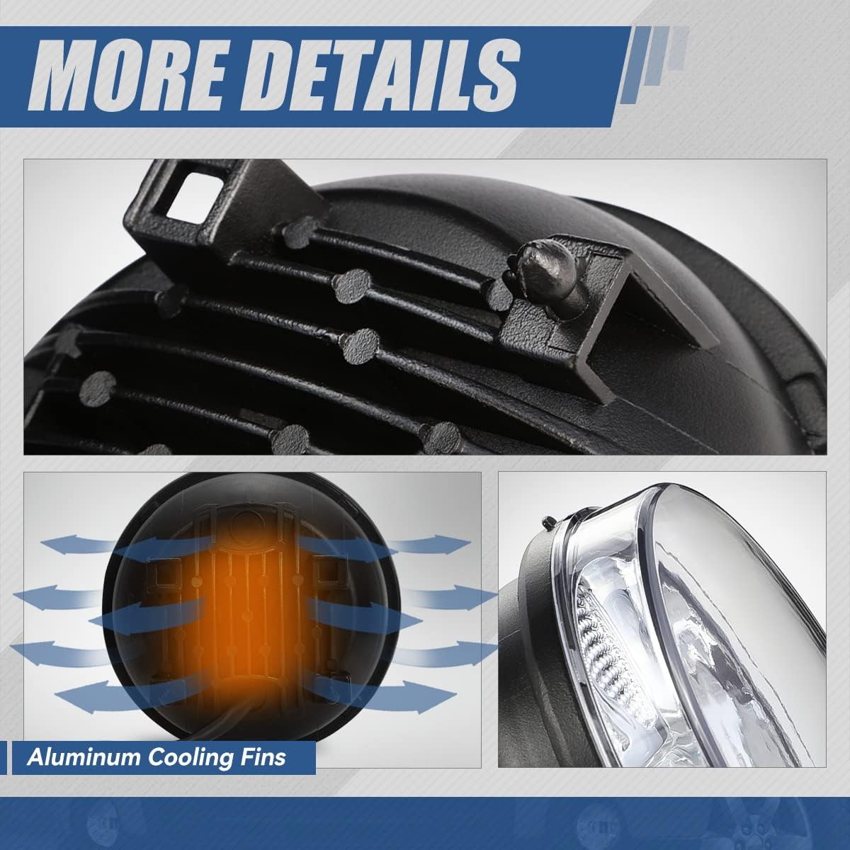 Auto Dynasty Full LED Front Bumper Driving Fog Light Lamps with Switch and Wiring Harness Compatible with GMC Sierra 1500 2500HD 3500HD 2007-2014, Driver and Passenger Side, Clear Lens