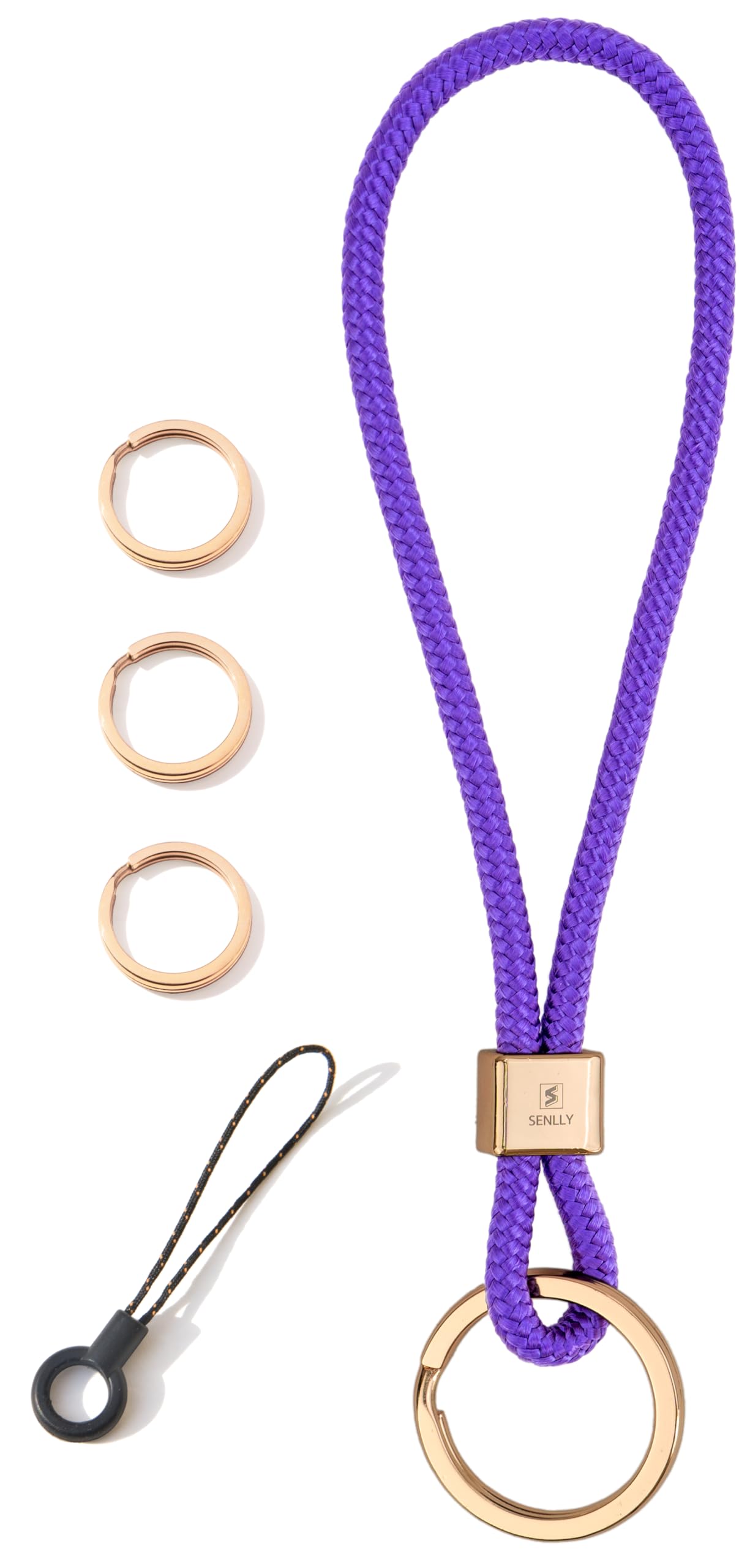 Senlly Unisex 105 Dark Violet Wristlet Lanyard Strap For Keys, Original Minimalist Design Wrist Keychain Holder