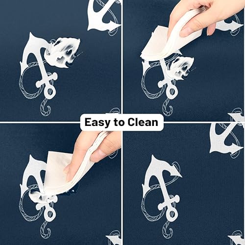 Miniatura 5 de Mantel redondo náutico con ancla de mar de 60 pulgadas, resistente a las manchas, mantel redondo de poliéster para comedor, cocina, fiesta,