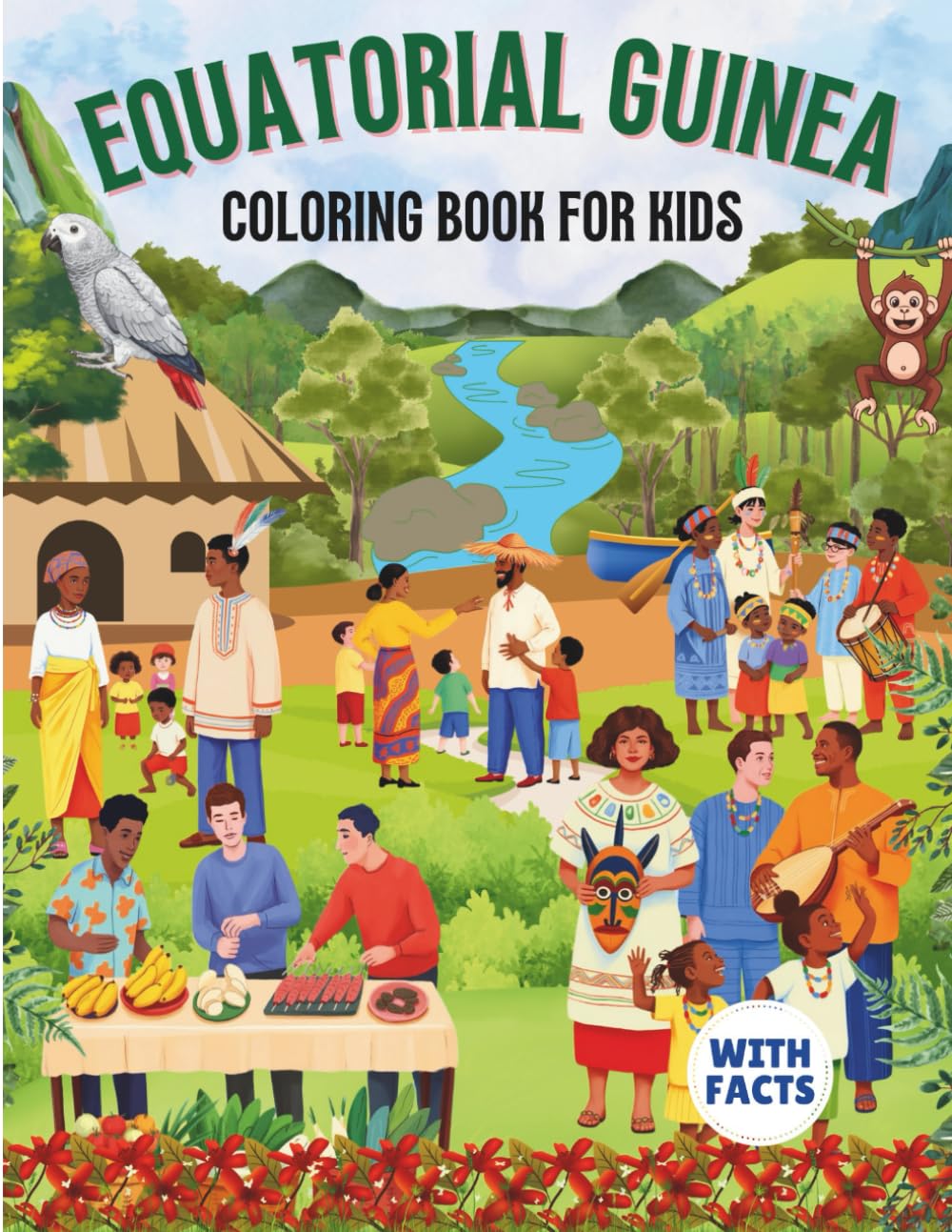 Equatorial Guinea coloring book for kids with facts