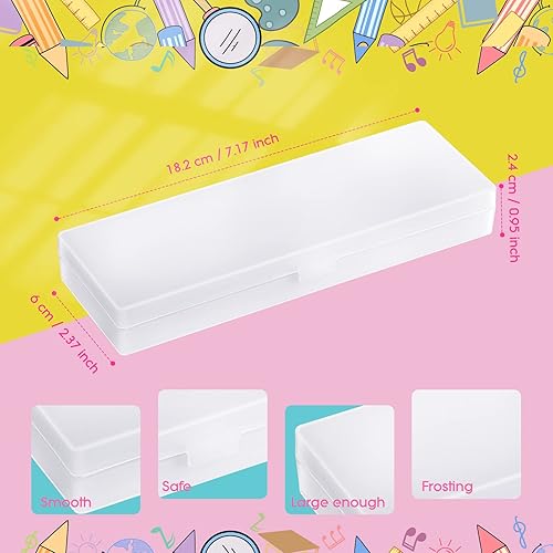 Miniatura 3 de Crtiin Paquete de 100 cajas de lápices de plástico transparente a granel, mini caja para lápices para almacenamiento escolar de plástico con tapa