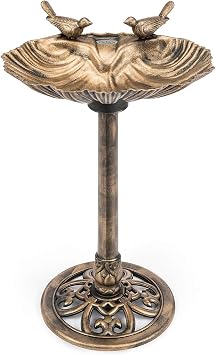 CHRISTOW Resin Bird Bath, Clam Shell Design, Bronze