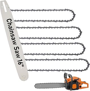 16 Inch Chainsaw Bar & Chain Combo - 3/8" LP Pitch, .050" Gauge, 56 Drive Links Fits Poulan, Ryobi, Echo, Greenworks, EGO& More (4 Chains+ 1 Bar)