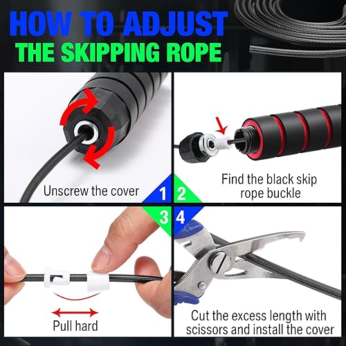 Miniatura 5 de HyDren 24 cuerdas de saltar para fitness con rodamientos de bolas, cuerda de saltar ajustable a granel con asas de espuma para hombres, mujeres y