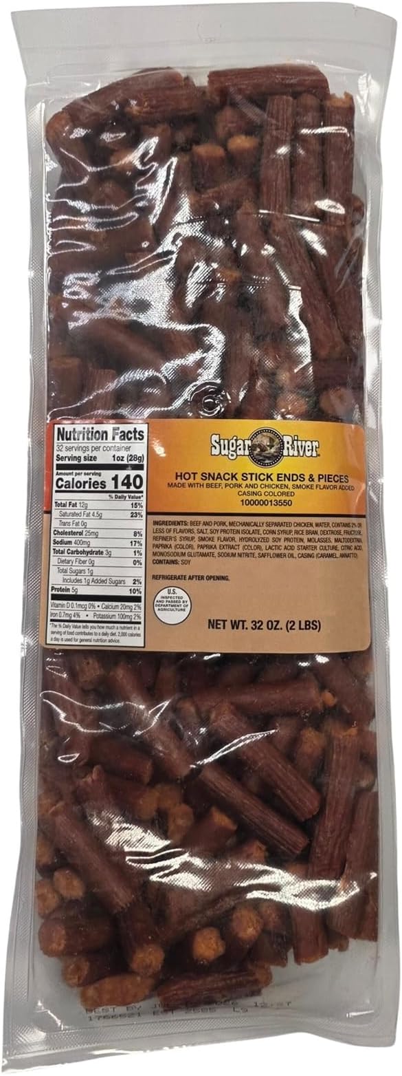 - Sugar River Meat Snack Links Sticks Ends & Pieces, 2lbs (Hot Snack Stick, NOT vacuum sealed)