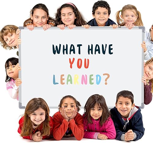 Miniatura 2 de Tinlade Paquete de 4 pizarras blancas magnéticas de borrado en seco, pizarra blanca para tablero de dibujo de pared, marco de aluminio plateado,