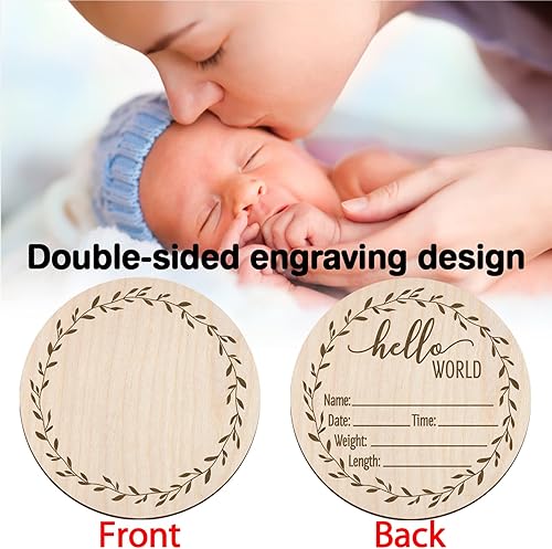 Miniatura 4 de Letrero de anuncio de nacimiento para recién nacido, anuncio de bebé personalizado, letrero de madera grabado con nombre de bebé, accesorios para