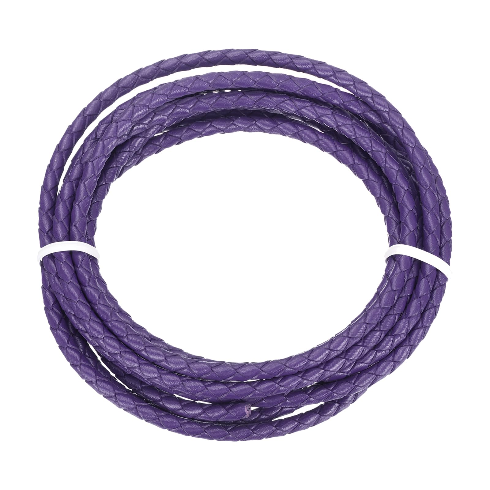 sourcing map Braided Leather Cord, 4mm Round Braided Faux Leather Necklace Cord Bolo Tie String 2 Yard for Jewelry Making Necklace Crafts Beading Braiding 13