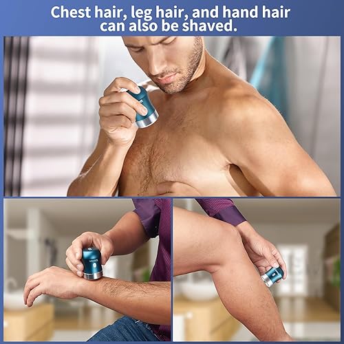 Miniatura 4 de Meizen Mini afeitadora eléctrica, afeitadoras eléctricas para hombres, cuerpo de aleación, 25 cuchillas pequeñas, motor de 6500 RPM, uso de carga