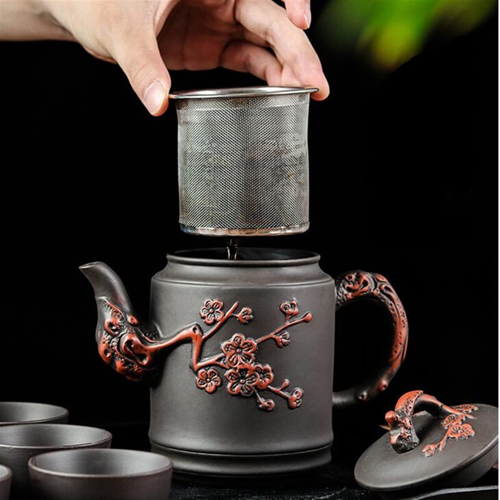 Tetera 550ML China Yixing Tetera de Arcilla púrpura Tetera con Filtro de Acero Inoxidable té de Flores de Gran Capacidad Tetera Individual Tetera para el hogar Tetera Superior