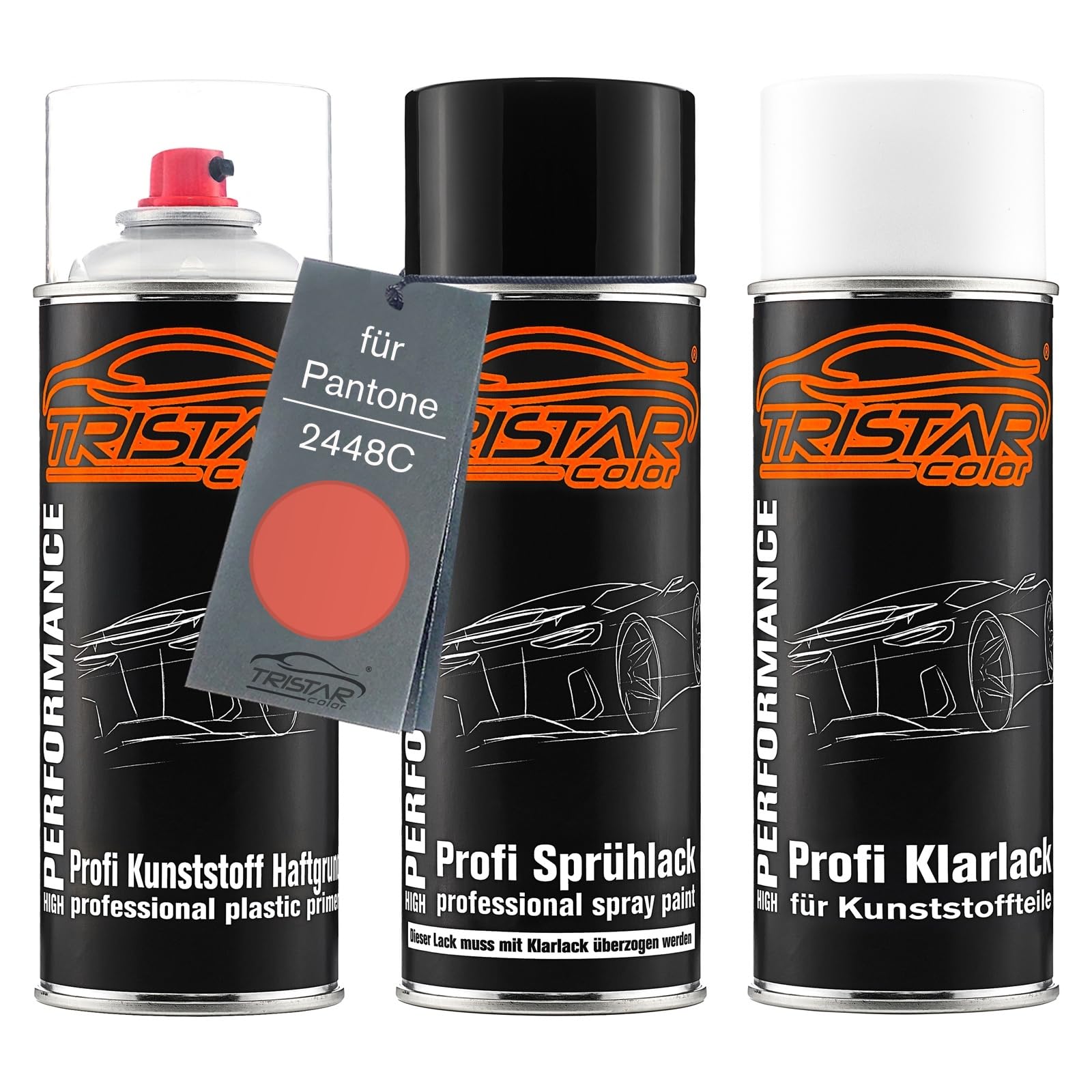 TRISTARcolor Zestaw lakieru w sprayu do plastiku do Pantone 2448C Warm Red
