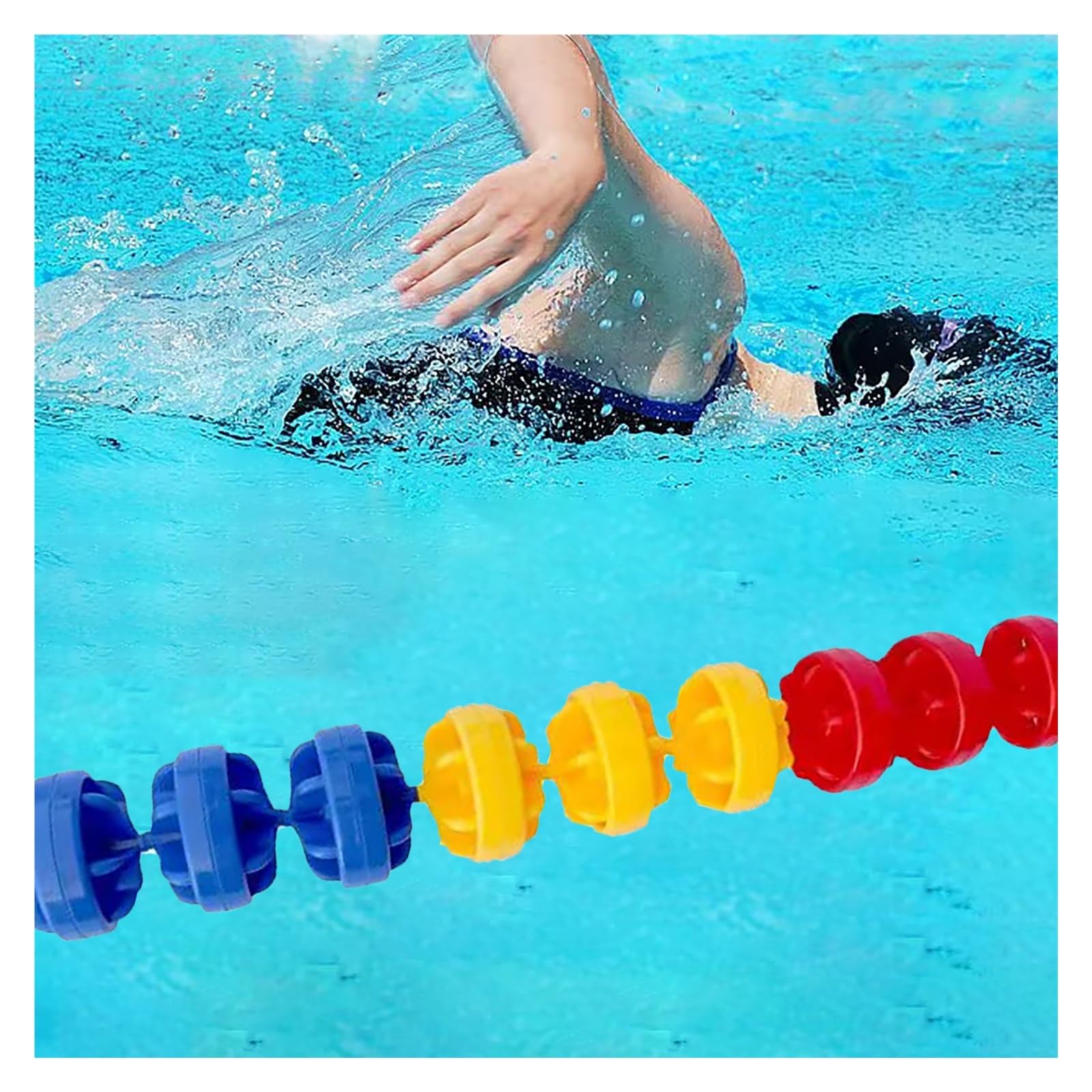 Generisch Sicherheits-Traglast für Schwimmbäder, 7,9 m Schwimm-Pull-Buoy, schwimmende Seilausrüstung zur Unterscheidung von tiefen und flachen Bereichen, unverzichtbar für Schwimmbäder
