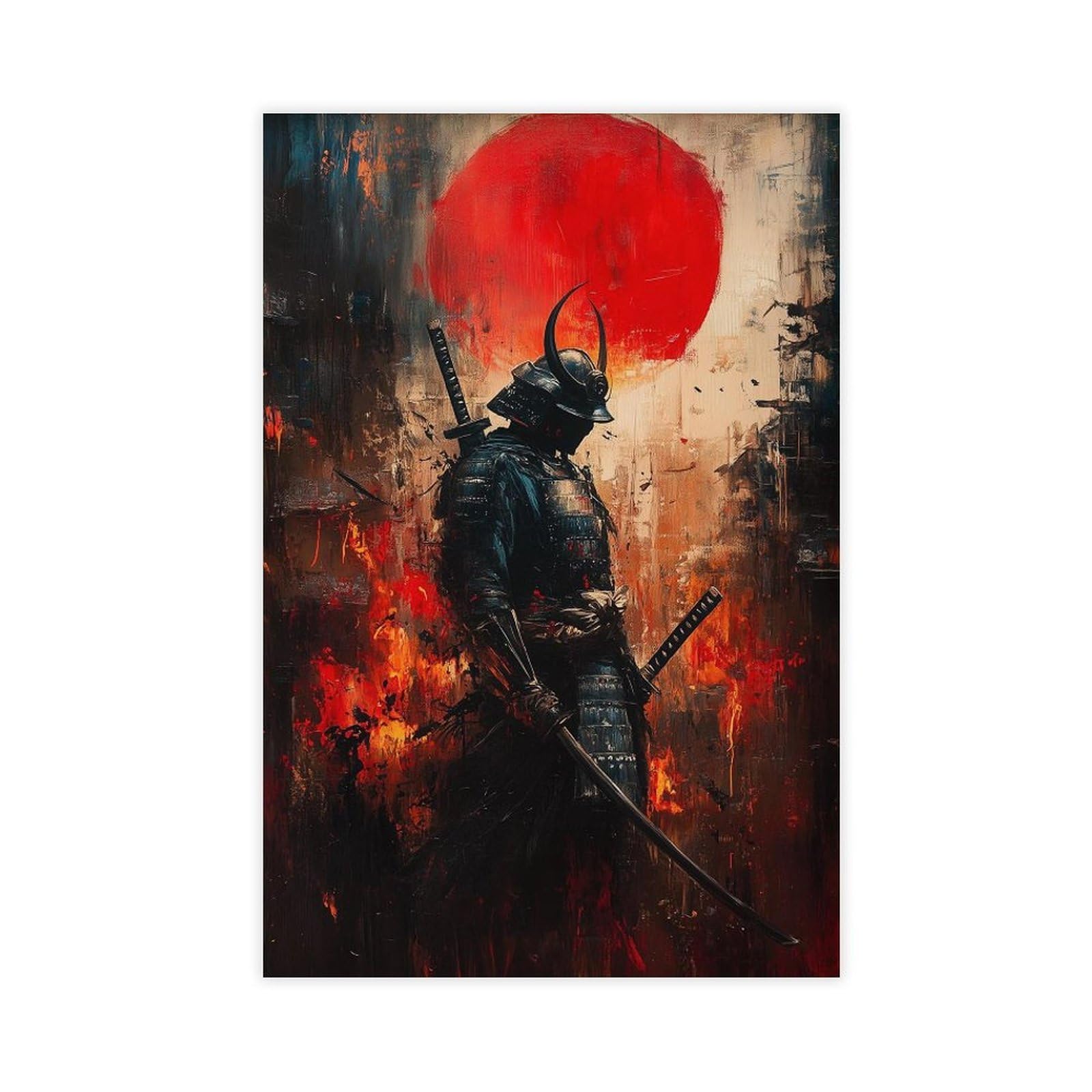 QNVJQKDSI Japan Samurai Art Canvas Poster Bedroom Decor Landscape Office Room Decor Gift 24" L X 36" W