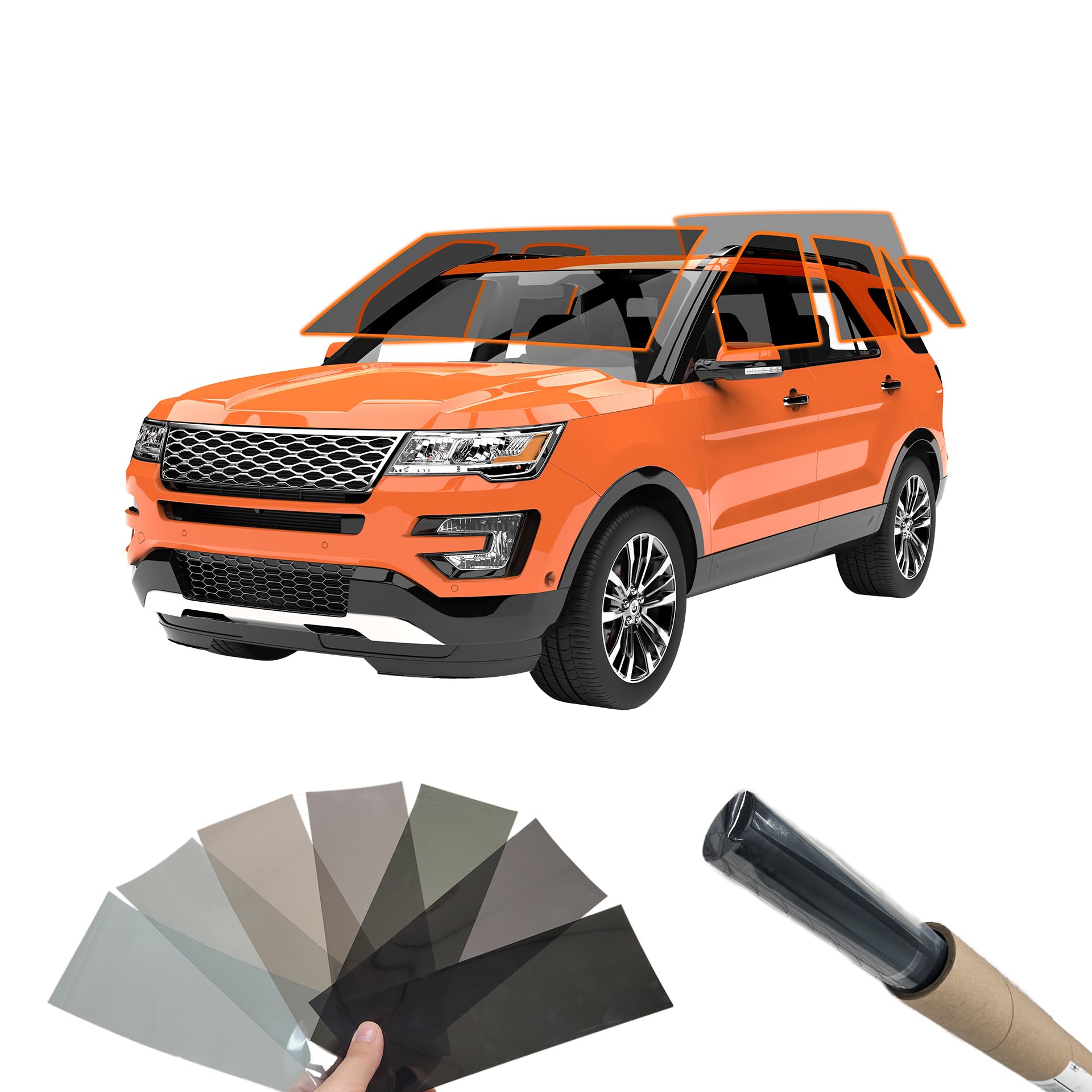 MotoShield Pro Auto Window Tinting Kit Customize Shade: 5% - 75% Nano Ceramic Precut Tint Film for SUVs (All Windows) Rejects up to 99% IRR, 99% UV Blocking, DIY Easy Shrink
