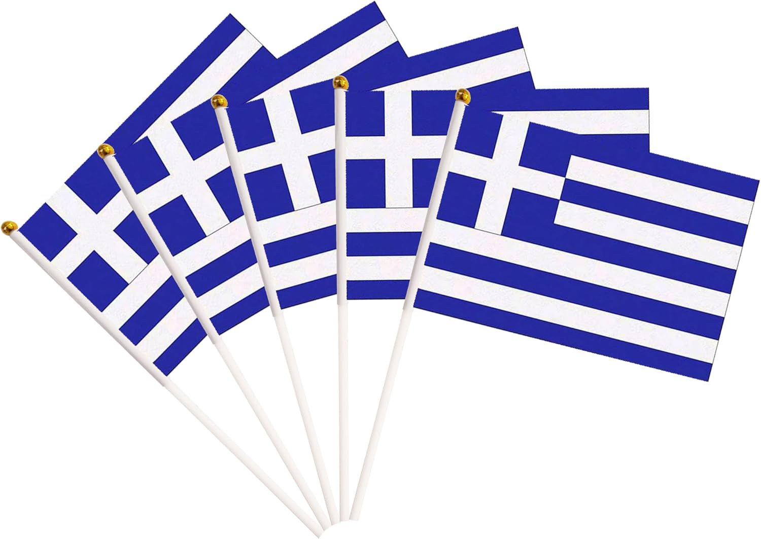50 Pack Greece Greek Small Mini Hand Held Greece Greek on Stick Flags, Miniature National Country Flags,Party Decorations Supplies for Parades,International Festival image 2