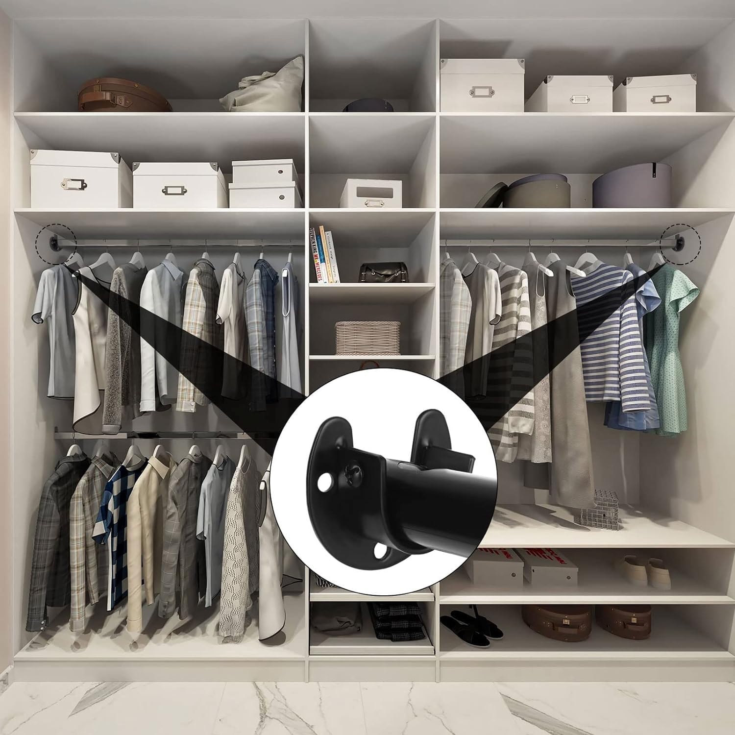 Snapklik.com : RHBLME 10PCS Stainless Steel Closet Rod Brackets Black