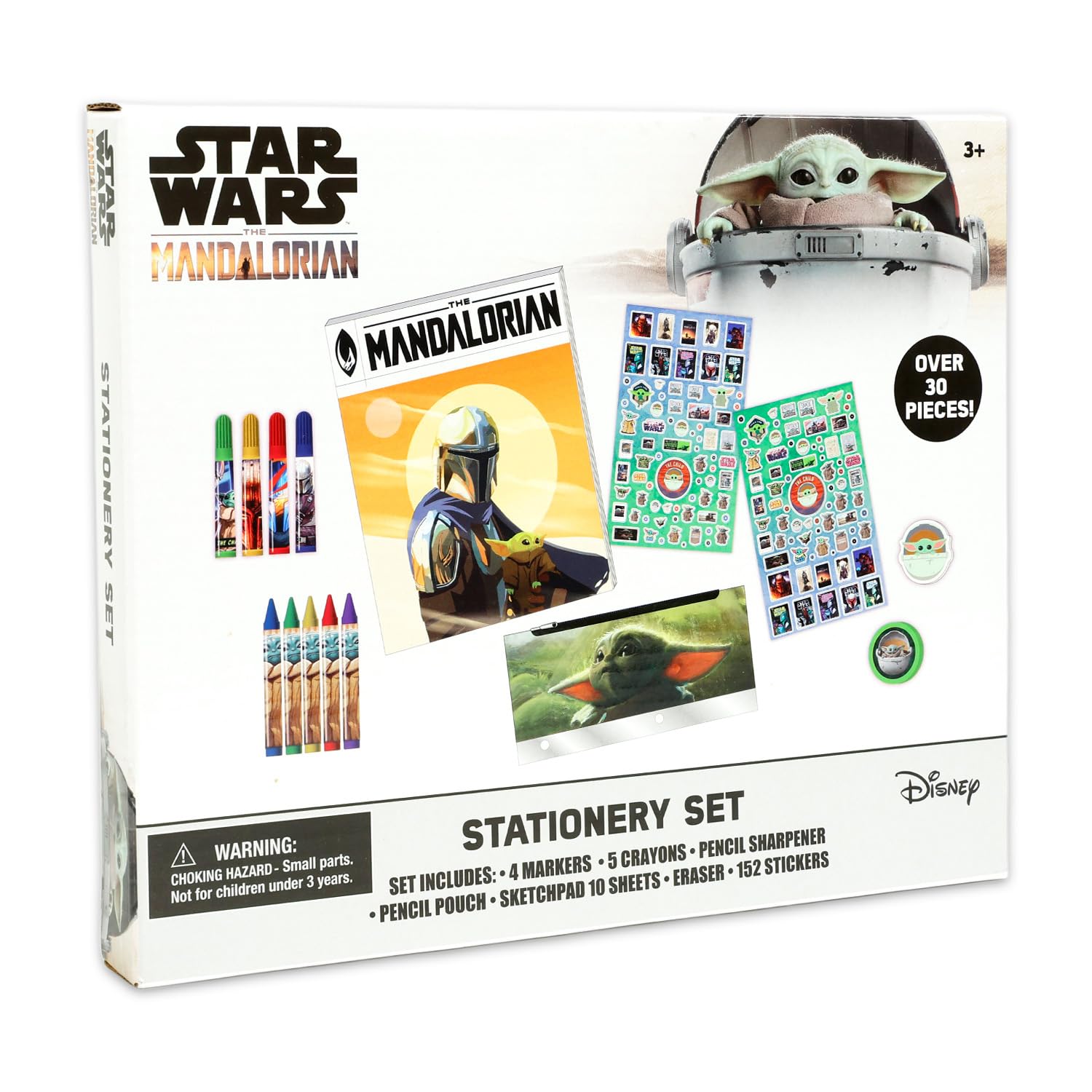 Baby Yoda - Kit da colorare con pagine da colorare di Star Wars, pennarelli, pastelli, adesivi, blocco da disegno, molto altro per bambini, ragazzi, ragazze | Baby Yoda Arts and Crafts Stationery
