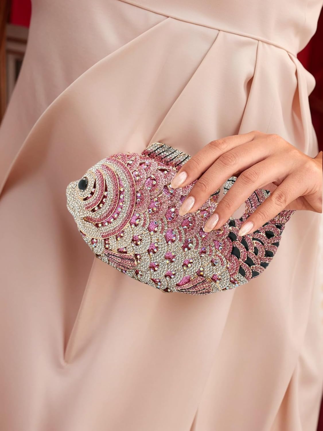 Women Mini Fish Clutch Luxury Rhinestones Purse Sparkling Banquet Handbag Wedding Party Clutch Bag - Image 3
