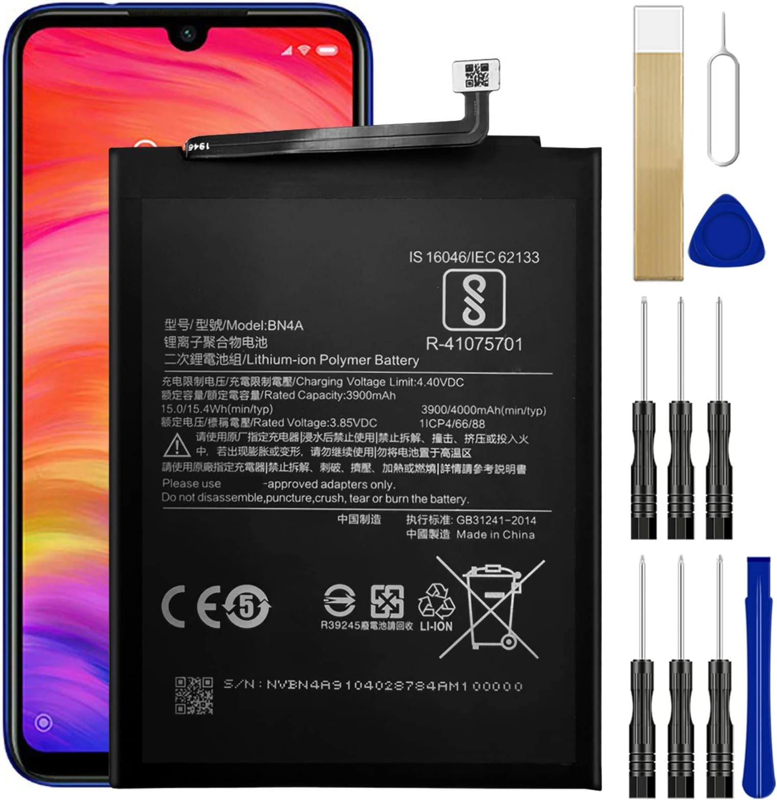 Replacement Battery BN4A for Xiaomi Redmi Note 7 & Note 7 Pro Battery Free Adhesive Tool