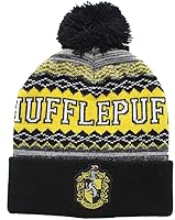 Vista 1 de Harry Potter Hogwarts House Hufflepuff Crest Gorro Negro, Negro