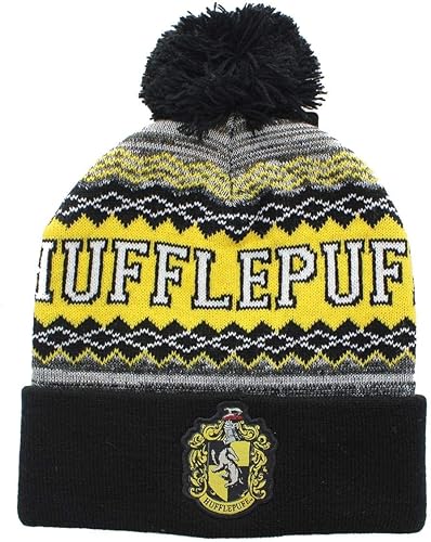 Harry Potter Hogwarts House Hufflepuff Crest Gorro Negro, Negro -