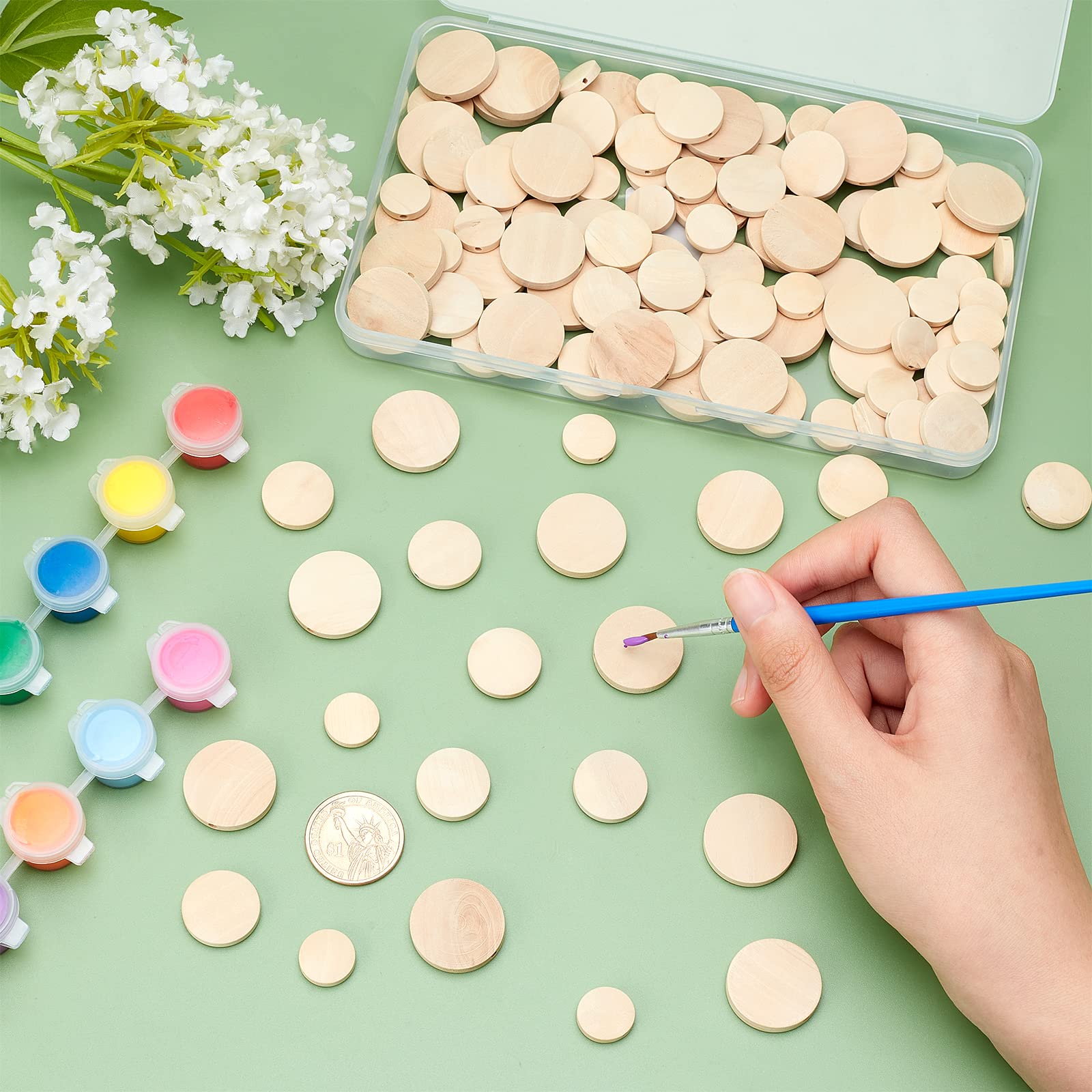 Amazon.com: PH PandaHall 120pcs Flat Round Wood Coin Beads 3 Sizes