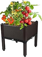 Vista 1 de Jardineras elevadas para plantas al aire libre con patas, jardineras rectangulares elevadas, jardín, patio, balcón, terraza para plantar flores