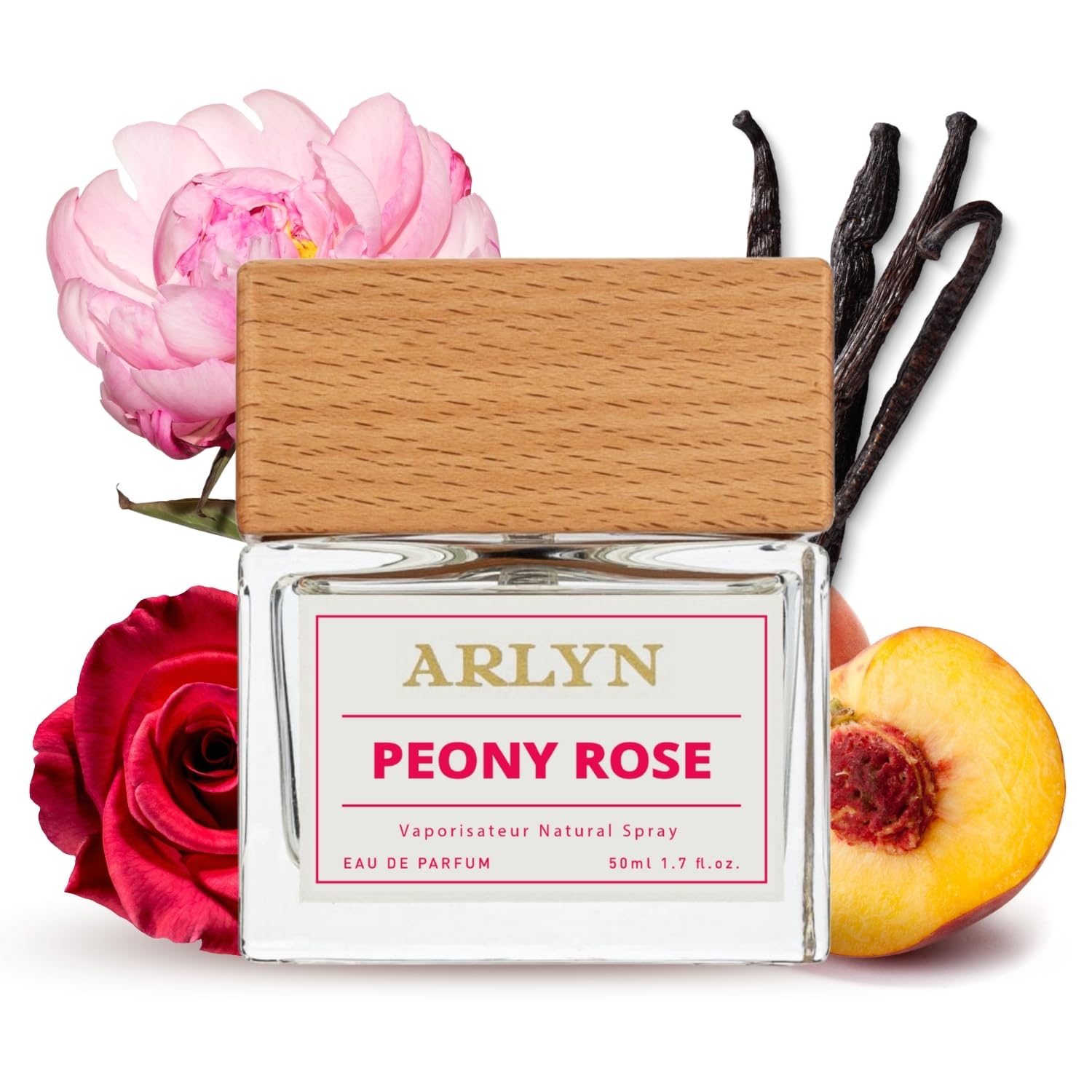 ARLYN Peony Rose Eau de Parfum Peach-Rose-Vanilla Long-Lasting Perfume for Women Vegan Cruelty Free Made In USA -