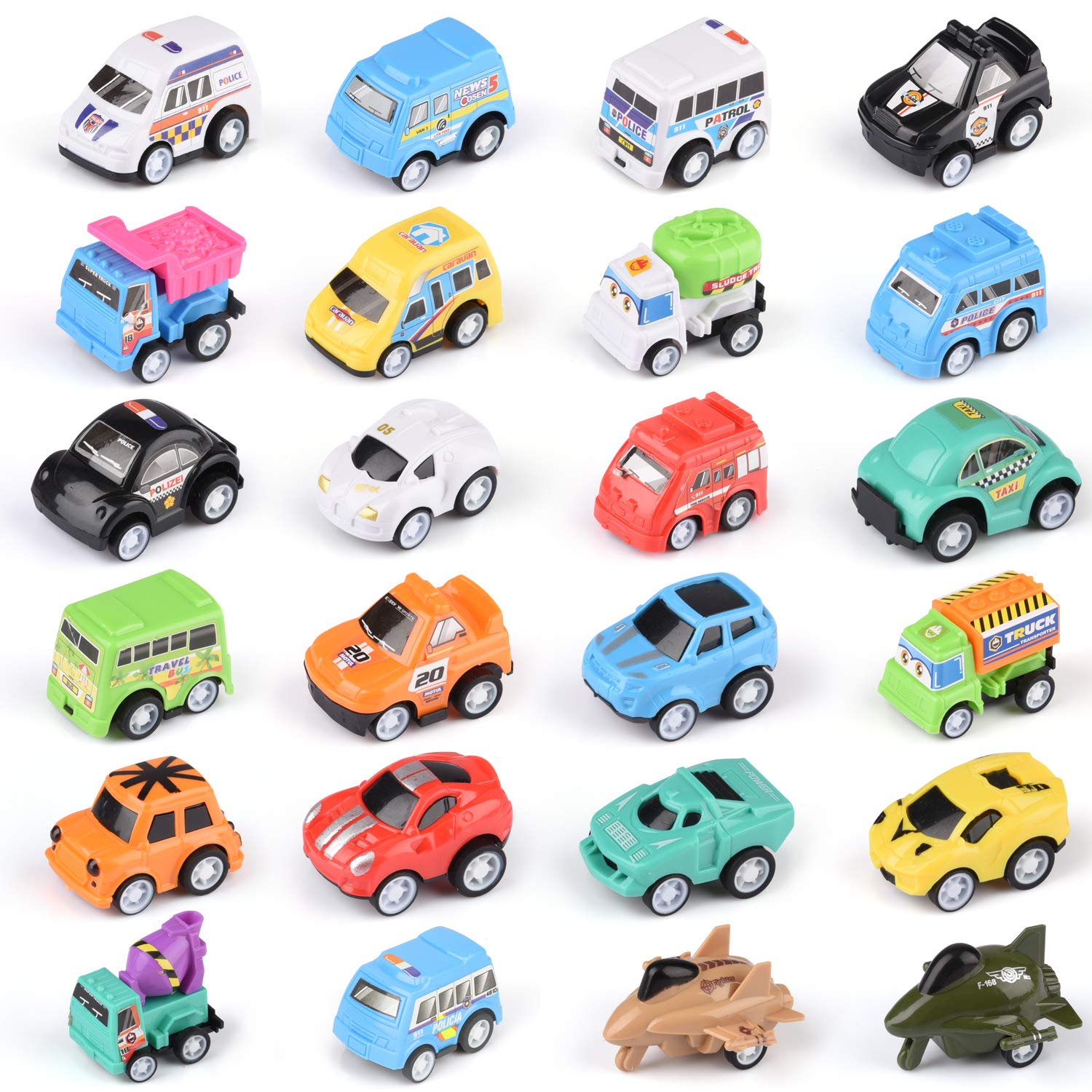 24 Spielzeugautos Set - Feuerwehr, Polizei & Krankenwagen Für Kinder