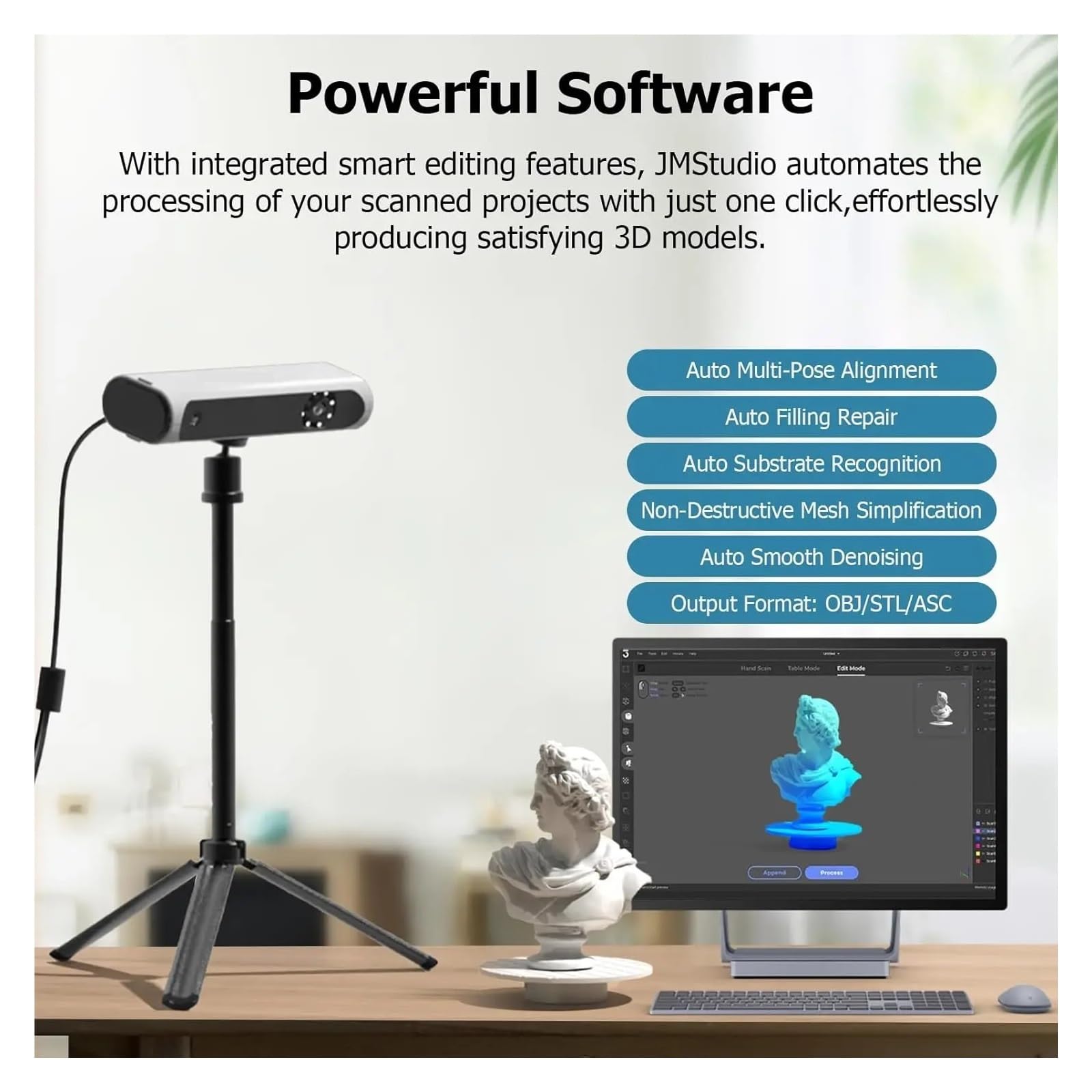 3D-Scanner Premium-Kit, Genauigkeit bis zu 0,1 mm, kostenlose 3D-Scansoftware, tragbarer (Premium-Version)