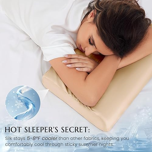 Miniatura 3 de THXSILK 19 Momme - Funda de almohada 100% seda de morera para almohada de espuma viscoelástica de contorno, funda de almohada de contorno, funda de