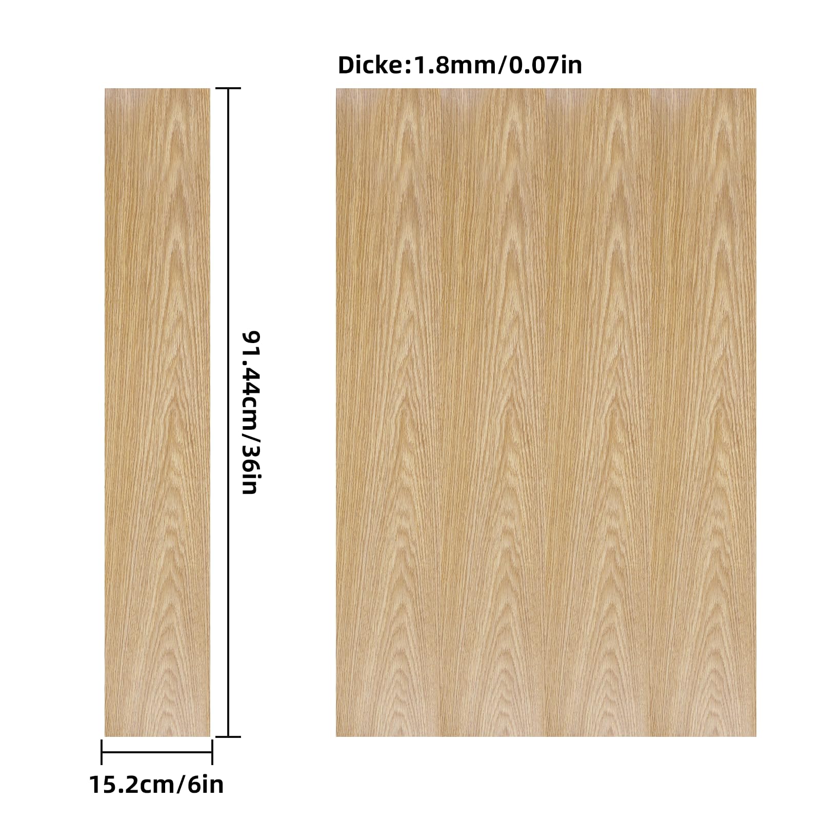 Pavimento in vinile autoadesivo, 36 piastrelle, effetto legno, impermeabile, 91,5 x 15,2 cm, in legno originale, copertura 5 m² (colore legno)