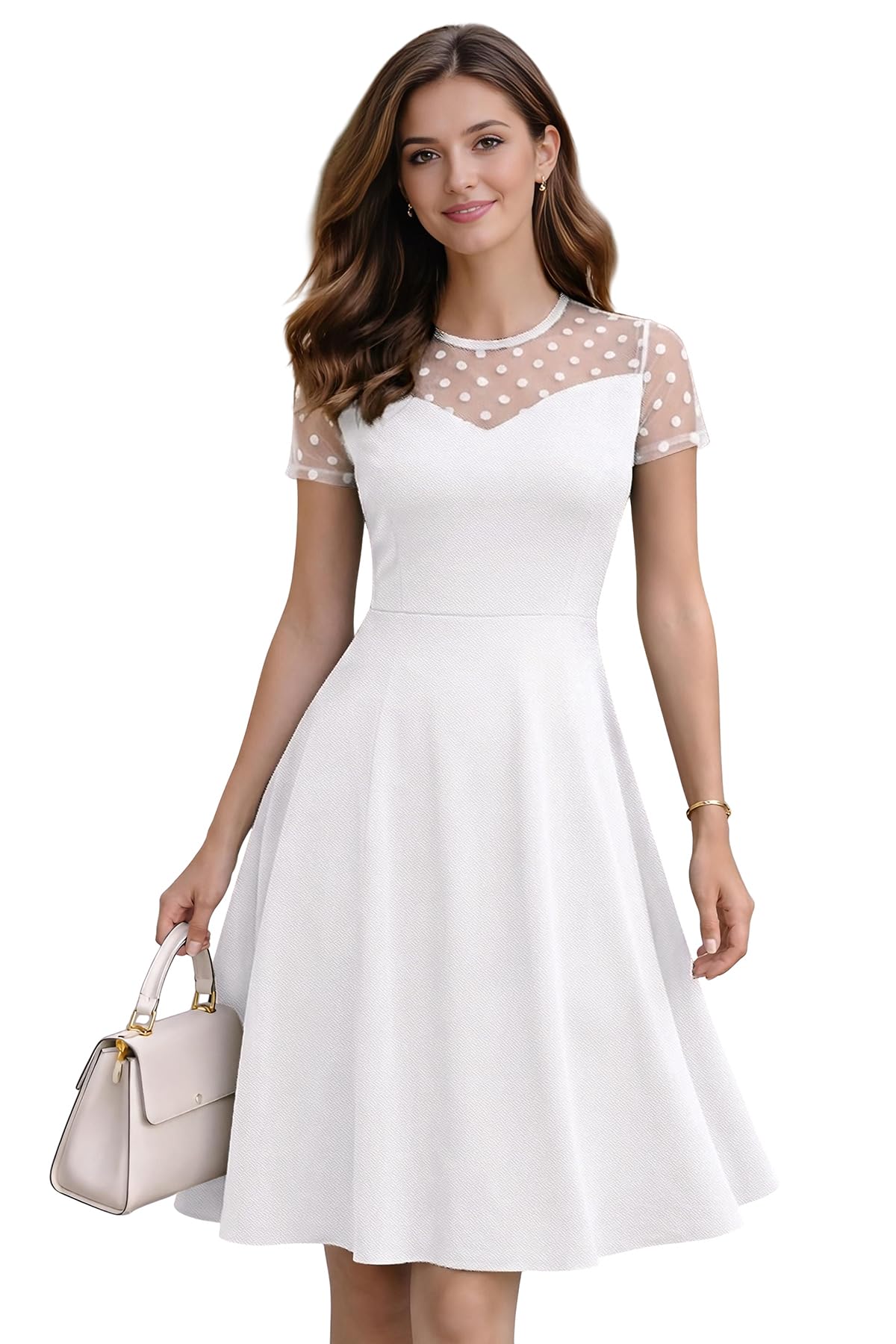 Women's A-Line Dress with Polka Dot-image-34