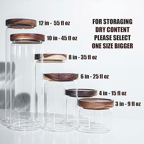Miniatura 6 de EASYGRAB-TOP - Juego de 1 recipiente de vidrio con tapas de madera, para almacenamiento de alimentos, recipiente, organización de cocina (25