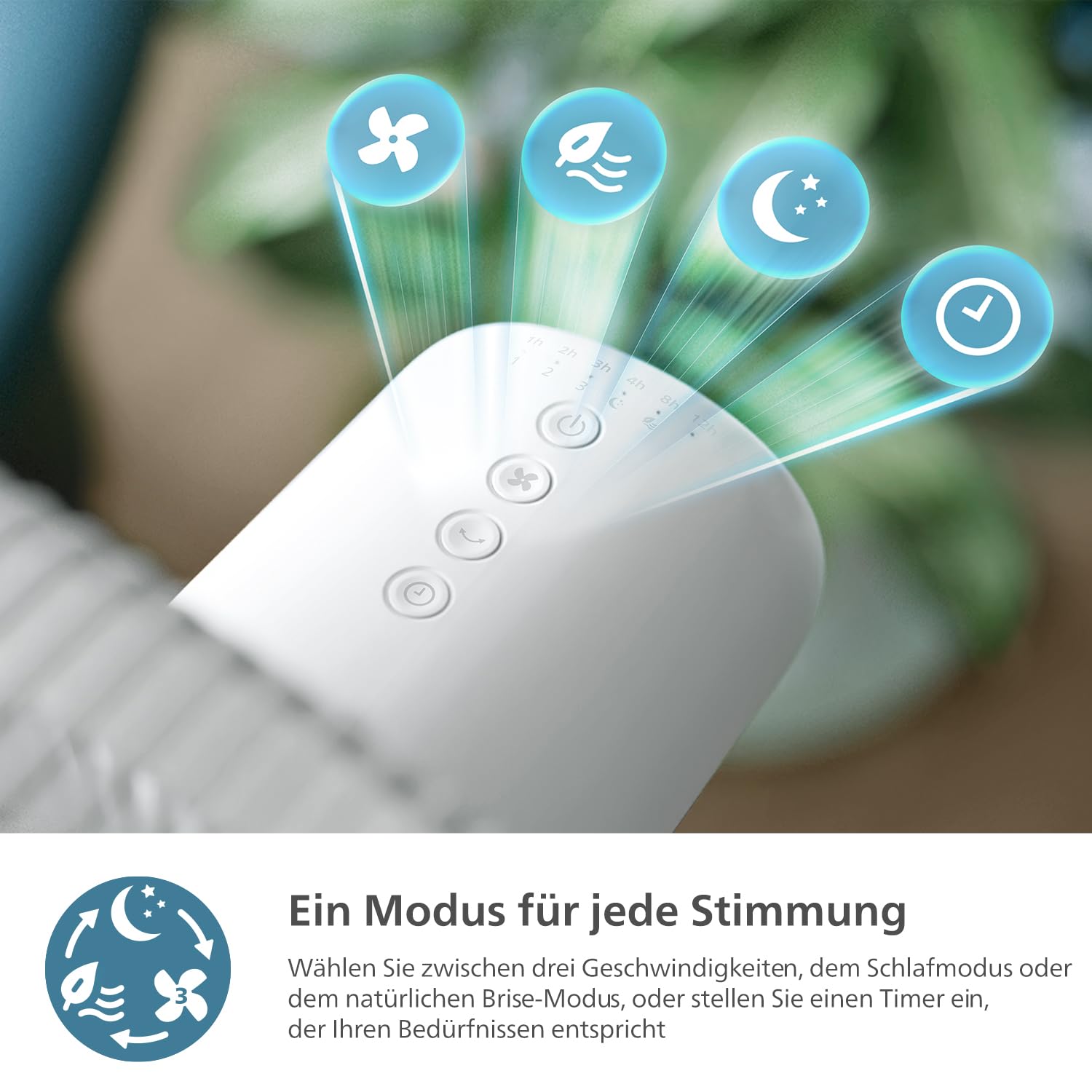 PHILIPS Ventilator Serie 2000 SilentWings 19 dB 2-in-1 Tisch- & Standventilator Weiß CX2550/00