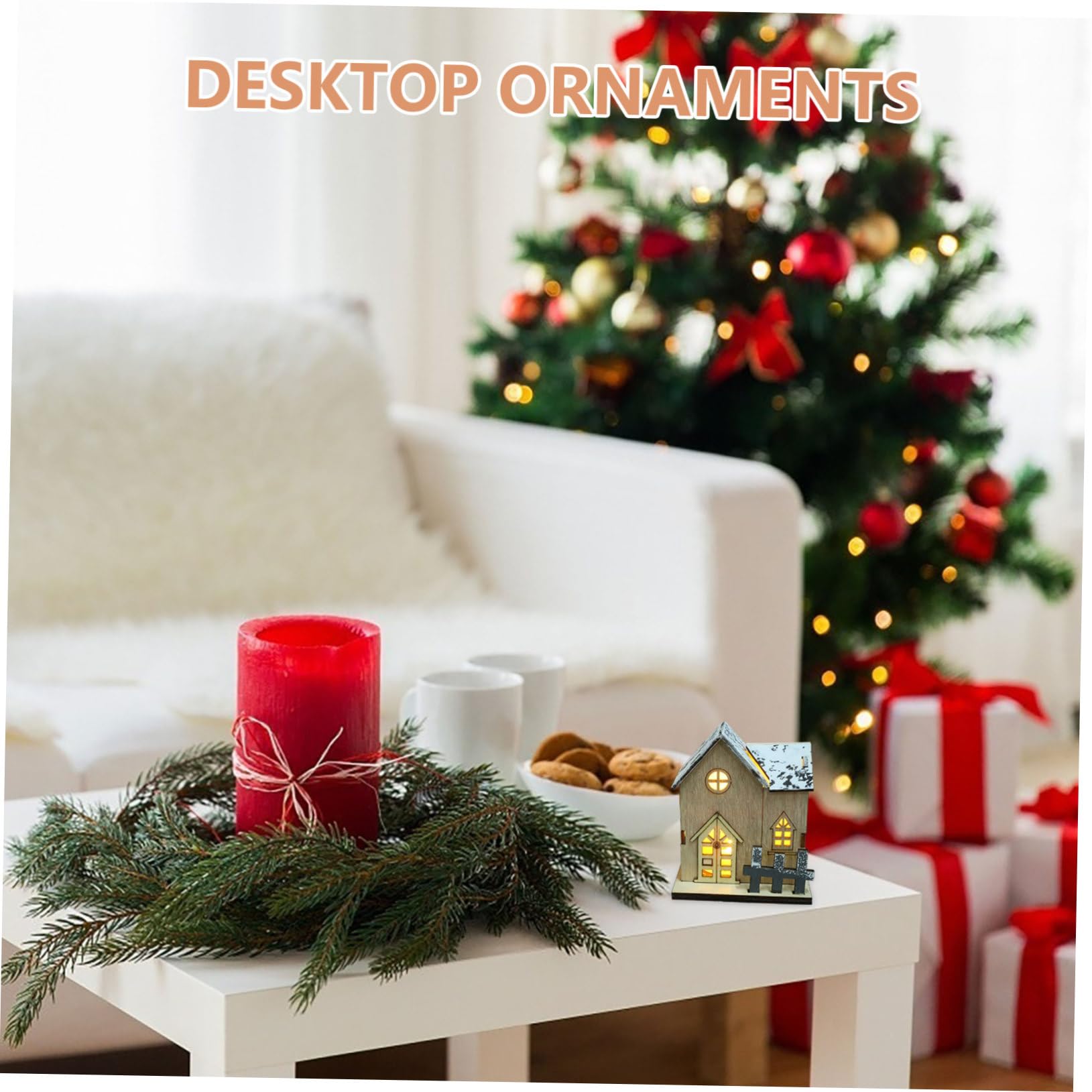 Cabilock 4 Set Luci Natalizie in Legno Gonfiabili Natalizi Solare Addobbi Natalizi per Ufficio Decorazioni Natalizie per Ufficio Luminosa Casa in Legno di Natale Baite Luminose 2 Pezzi * 4