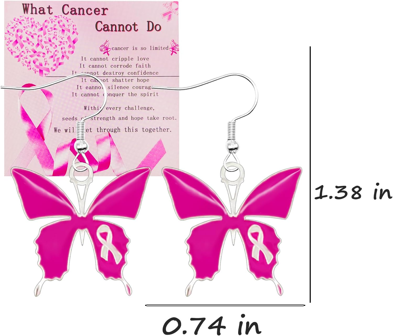 Pink Breast Cancer Awareness Earrings Ribbon Drop Earrings Women's Breast Cancer Awareness Jewelry Gift - Image 6