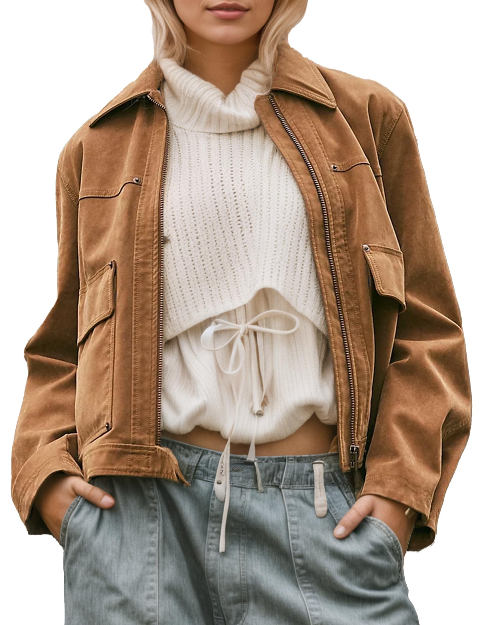 Vegan Suede Cropped Jacket