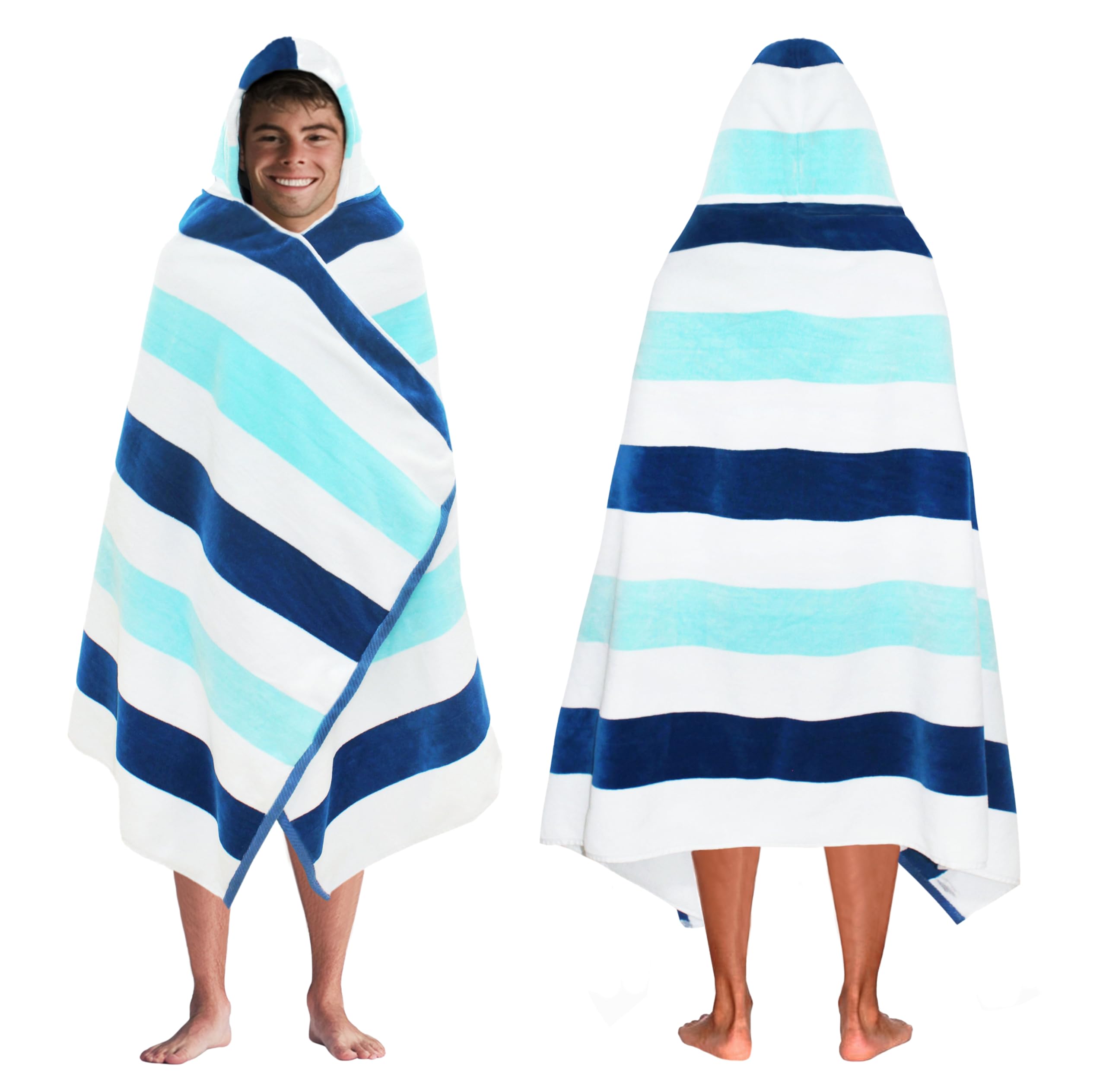 COTTON CRAFT Hooded Beach Towel – Oversized 39 x 68 Towel with Hood for Adults - 100% Ringspun Cotton Velour Terry Towel - 450 GSM - Super Soft Plush