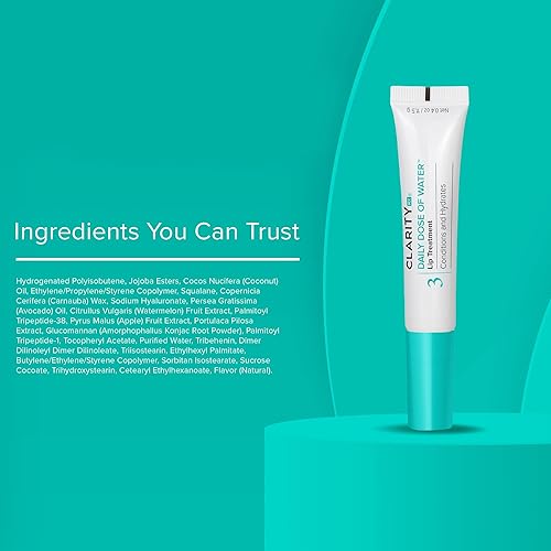 Miniatura 7 de ClarityRx Dosis diaria de tratamiento labial de agua, refuerzo labial hidratante con ácido hialurónico, a base de plantas y natural (0.4 onzas)