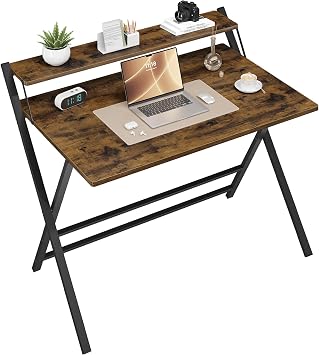 Yaheetech Foldable Desk with Monitor Stand 100 cm