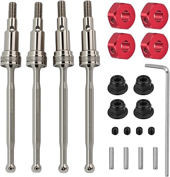 #45 Steel CVD Thickened Driveshaft Front Rear Drive Shafts Set for Arrma 1/14 Typhon Grom 1/18 Granite Grom Upgrade Parts,Replace#ARA311178#ARA311179#ARA311180Silver